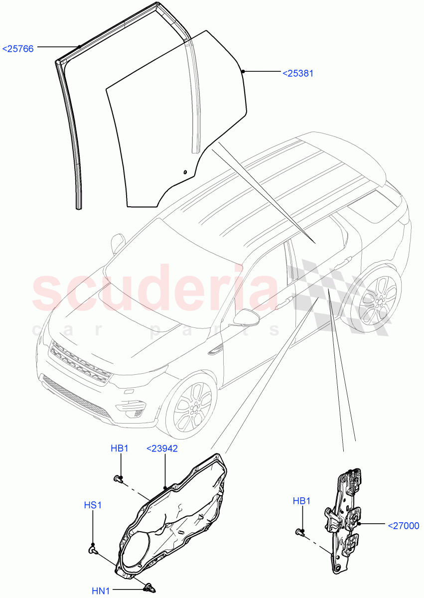 Rear Door Glass And Window Controls (Changsu (China)) ((V) FROMFG000001) of Land Rover Land Rover Discovery Sport (2015+) [1.5 I3 Turbo Petrol AJ20P3]