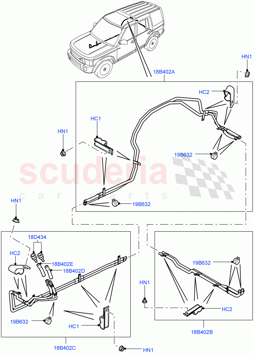 Heater Hoses (Rear) ((V) FROMAA000001) of Land Rover Land Rover Discovery 4 (2010-2016) [3.0 DOHC GDI SC V6 Petrol]