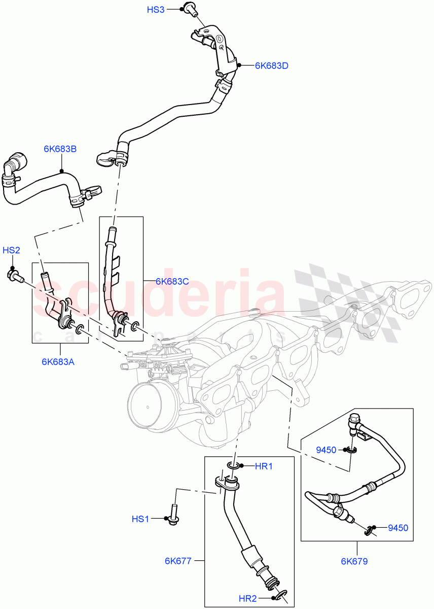 Turbocharger (Lubrication And Cooling) (3.0L AJ20P6 Petrol High) of Land Rover Land Rover Range Rover (2022+) [3.0 I6 Turbo Petrol AJ20P6]
