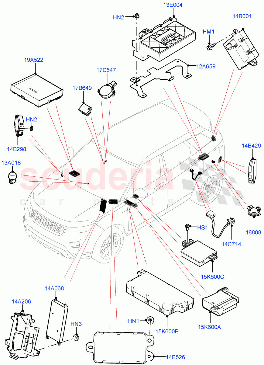 Vehicle Modules And Sensors (Halewood (UK)) of Land Rover Land Rover Range Rover Evoque (2019+) [2.0 Turbo Diesel]