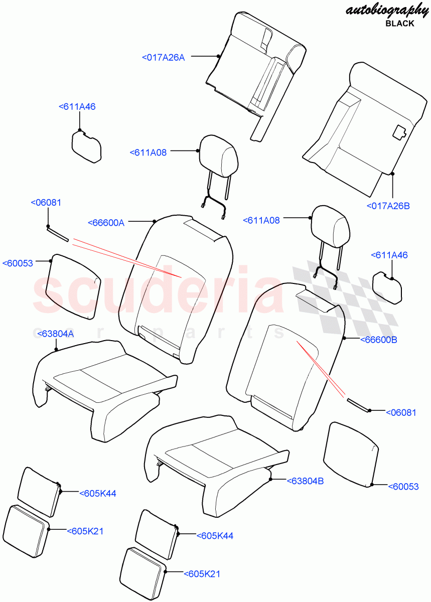 Rear Seat Covers (Autobiography Black / SV Autobiography) (With 2 Rear Small Individual Seats) ((V) FROMJA000001) of Land Rover Land Rover Range Rover (2012-2021) [3.0 I6 Turbo Diesel AJ20D6]