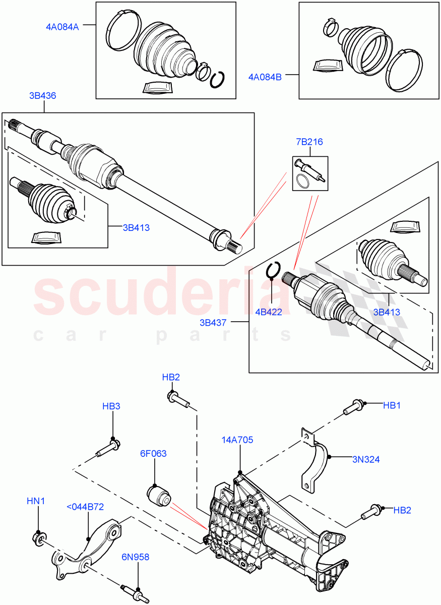 Drive Shaft - Front Axle Drive (1.5L AJ20P3 Petrol High PHEV, Halewood (UK)) ((V) FROMLH000001) of Land Rover Land Rover Discovery Sport (2015+) [2.0 Turbo Petrol GTDI]