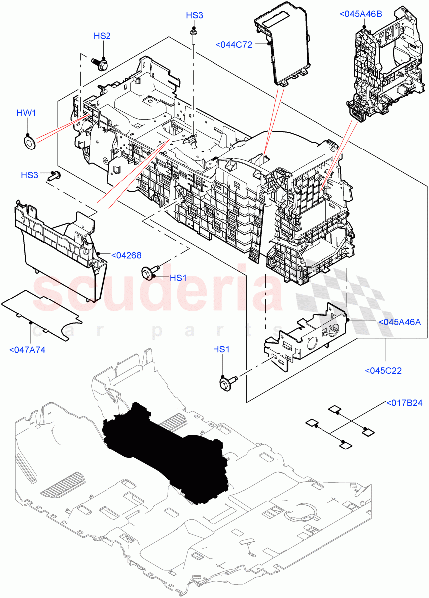 Console - Floor (Front, For Carrier Assy, Internal Components) (Standard Wheelbase) of Land Rover Land Rover Range Rover (2012-2021) [3.0 DOHC GDI SC V6 Petrol]