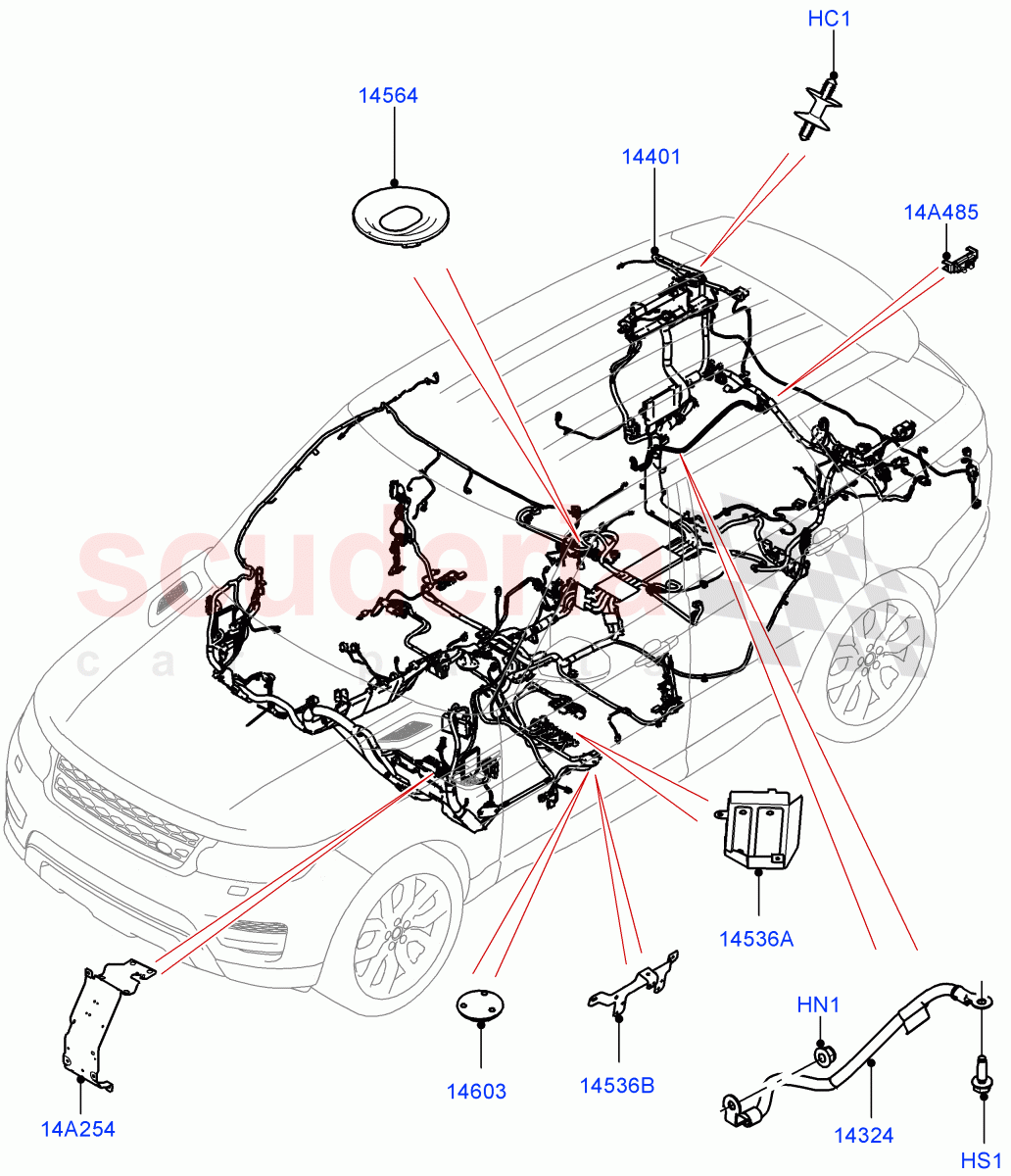 Electrical Wiring - Engine And Dash (Main Harness) ((V) FROMFA000001, (V) TOFA999999) of Land Rover Land Rover Range Rover Sport (2014+) [4.4 DOHC Diesel V8 DITC]