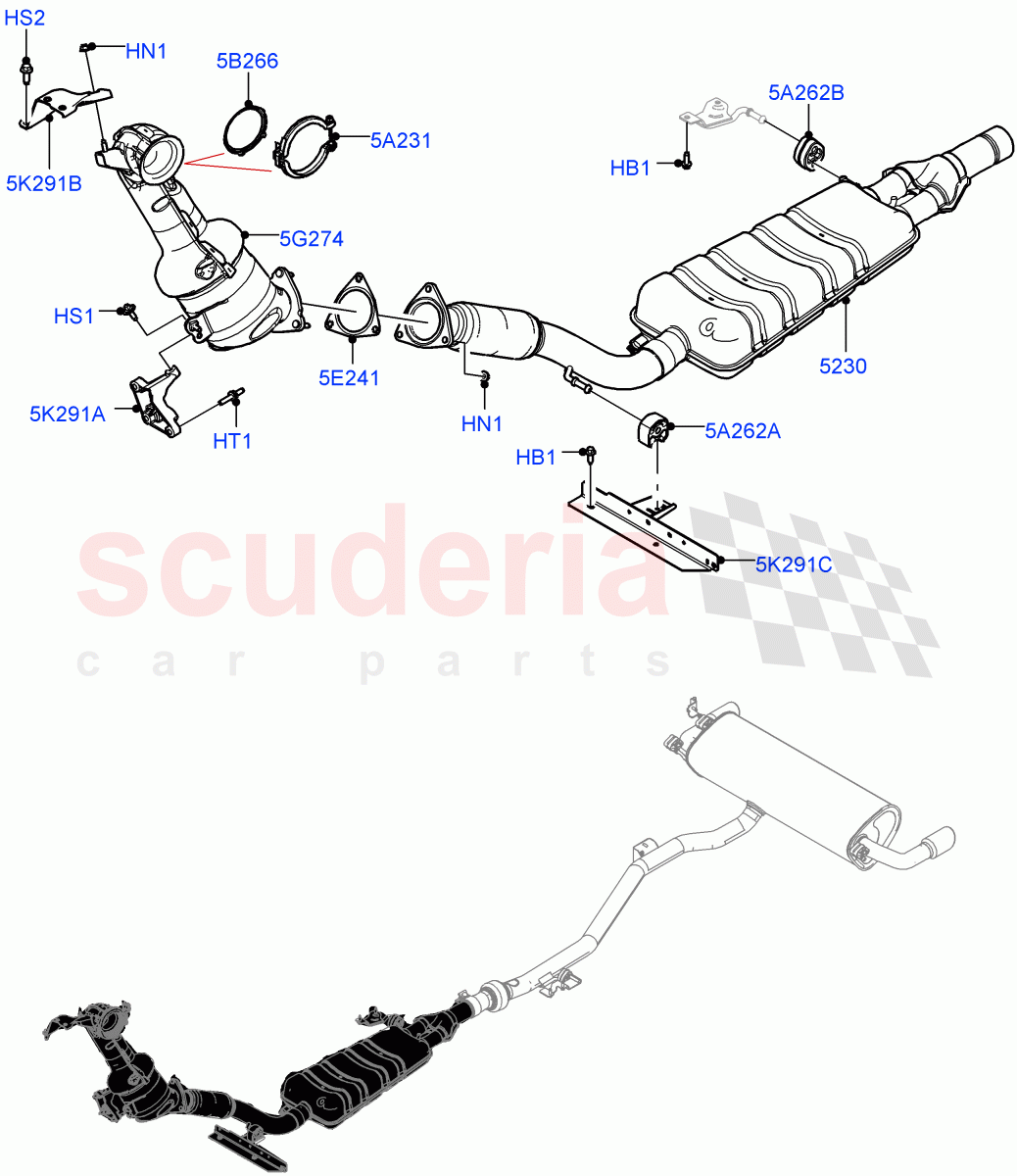 Front Exhaust System (2.0L I4 DSL MID DOHC AJ200, Euro Stage 4 Emissions, 2.0L I4 DSL HIGH DOHC AJ200) ((V) FROMHH000001) of Land Rover Land Rover Discovery Sport (2015+) [2.0 Turbo Diesel]