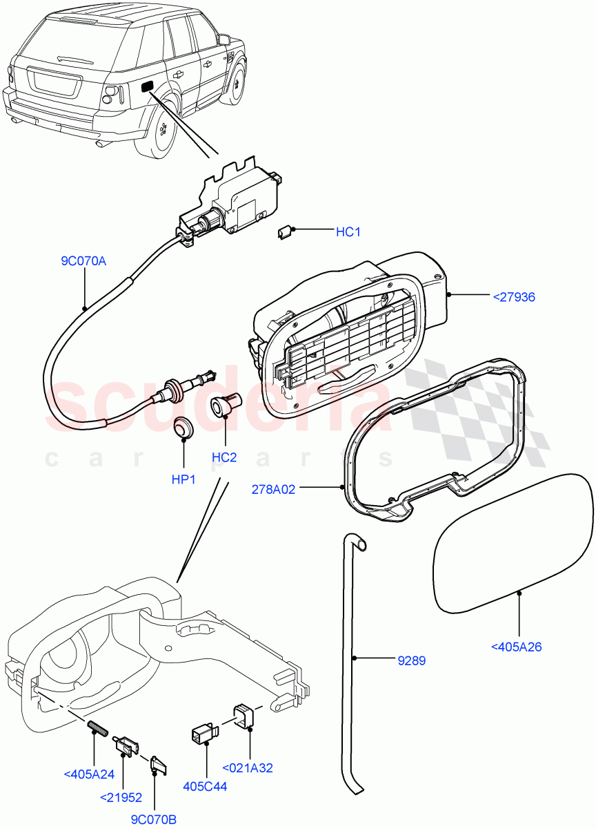 Fuel Tank Filler Door And Controls ((V) FROMAA000001) of Land Rover Land Rover Range Rover Sport (2010-2013) [5.0 OHC SGDI SC V8 Petrol]