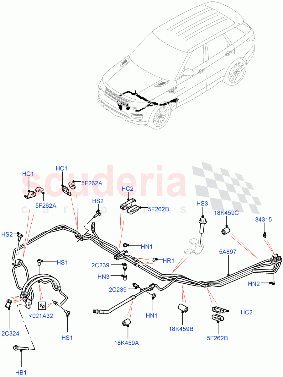 Active Anti-Roll Bar System (ARC Pipes, Front) (With ACE Suspension) ((V) TOJA999999) of Land Rover Land Rover Range Rover Sport (2014+) [3.0 I6 Turbo Petrol AJ20P6]