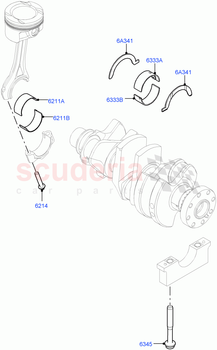 Crankshaft/Pistons And Bearings (1.5L AJ20P3 Petrol High, Changsu (China), 1.5L AJ20P3 Petrol High PHEV) of Land Rover Land Rover Discovery Sport (2015+) [1.5 I3 Turbo Petrol AJ20P3]