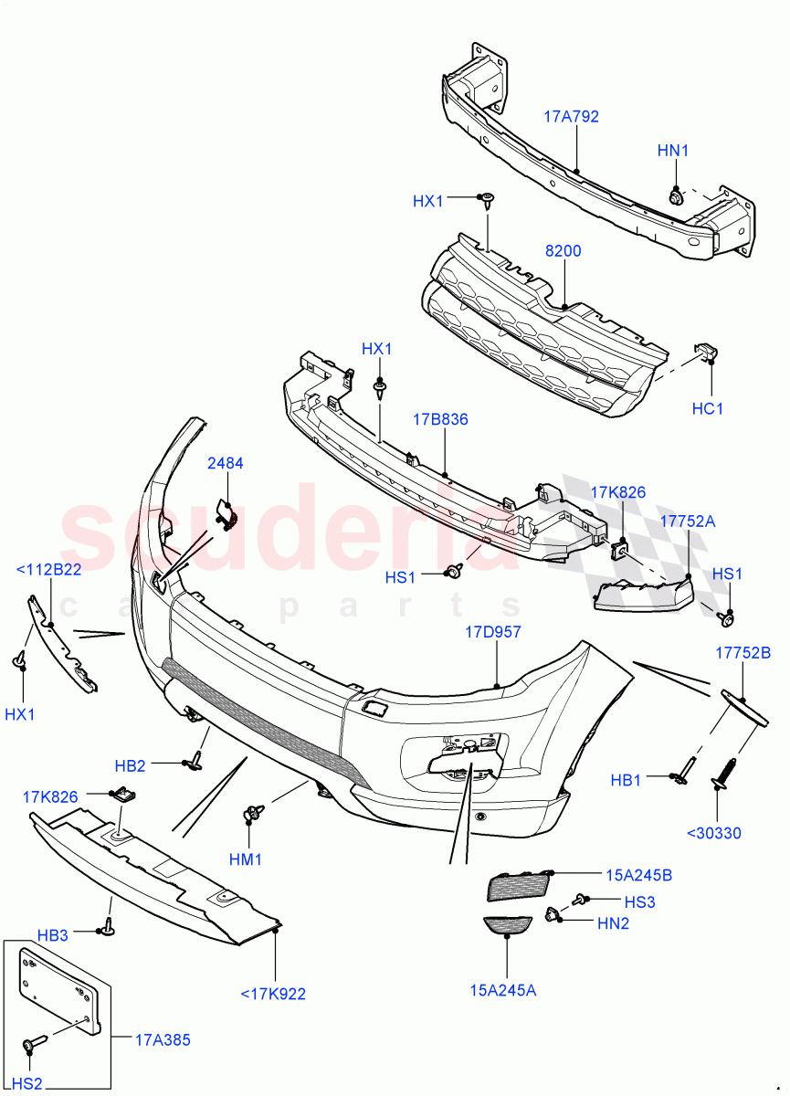 Radiator Grille And Front Bumper (Changsu (China), Non Sport/Dynamic) ((V) FROMEG000001, (V) TOGG134737) of Land Rover Land Rover Range Rover Evoque (2012-2018) [2.2 Single Turbo Diesel]