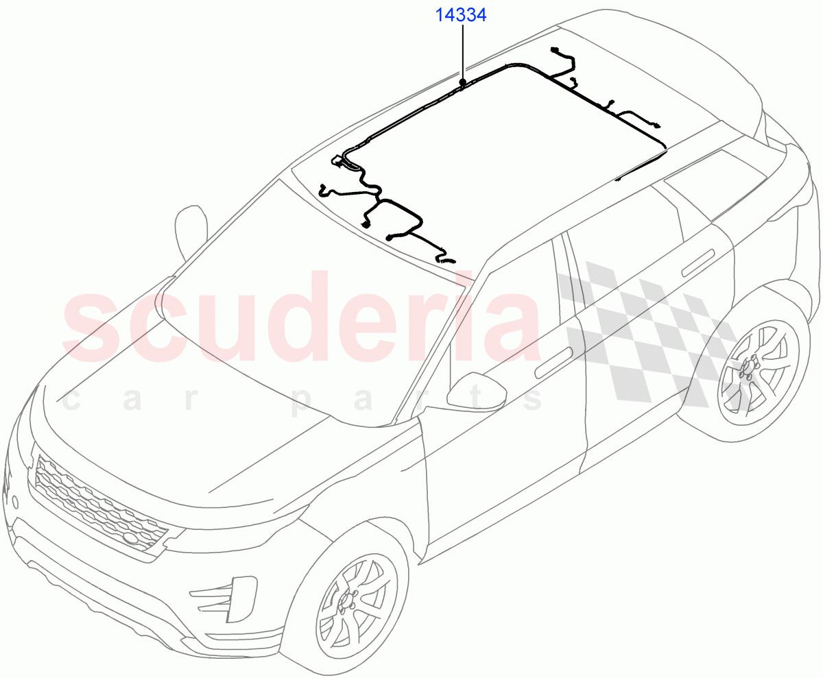Electrical Wiring - Body And Rear (Roof) (Halewood (UK)) of Land Rover Land Rover Range Rover Evoque (2019+) [2.0 Turbo Diesel AJ21D4]