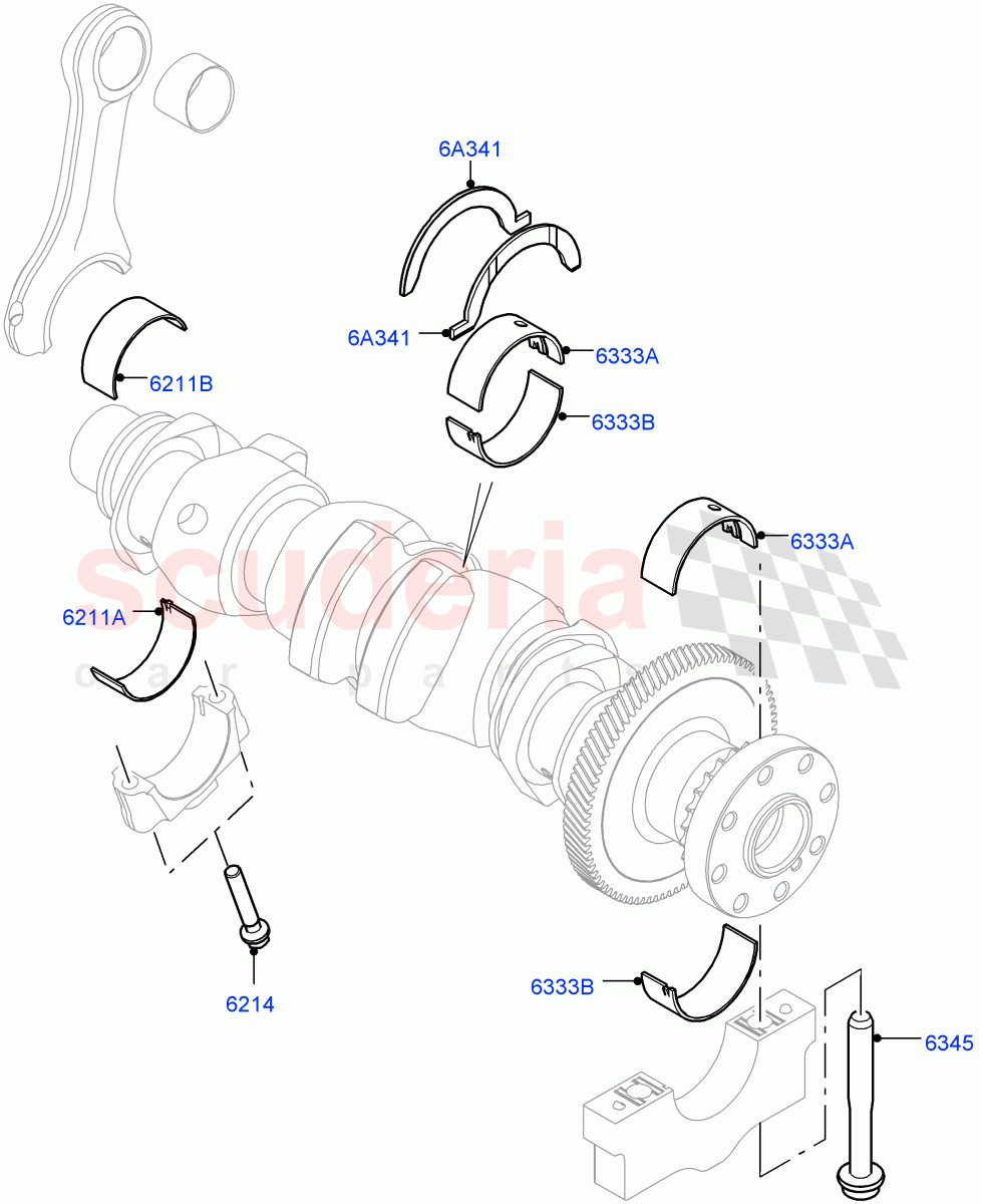 Crankshaft/Pistons And Bearings (Solihull Plant Build) (2.0L I4 DSL MID DOHC AJ200, 2.0L I4 DSL HIGH DOHC AJ200) ((V) FROMHA000001) of Land Rover Land Rover Discovery 5 (2017+) [2.0 Turbo Diesel]