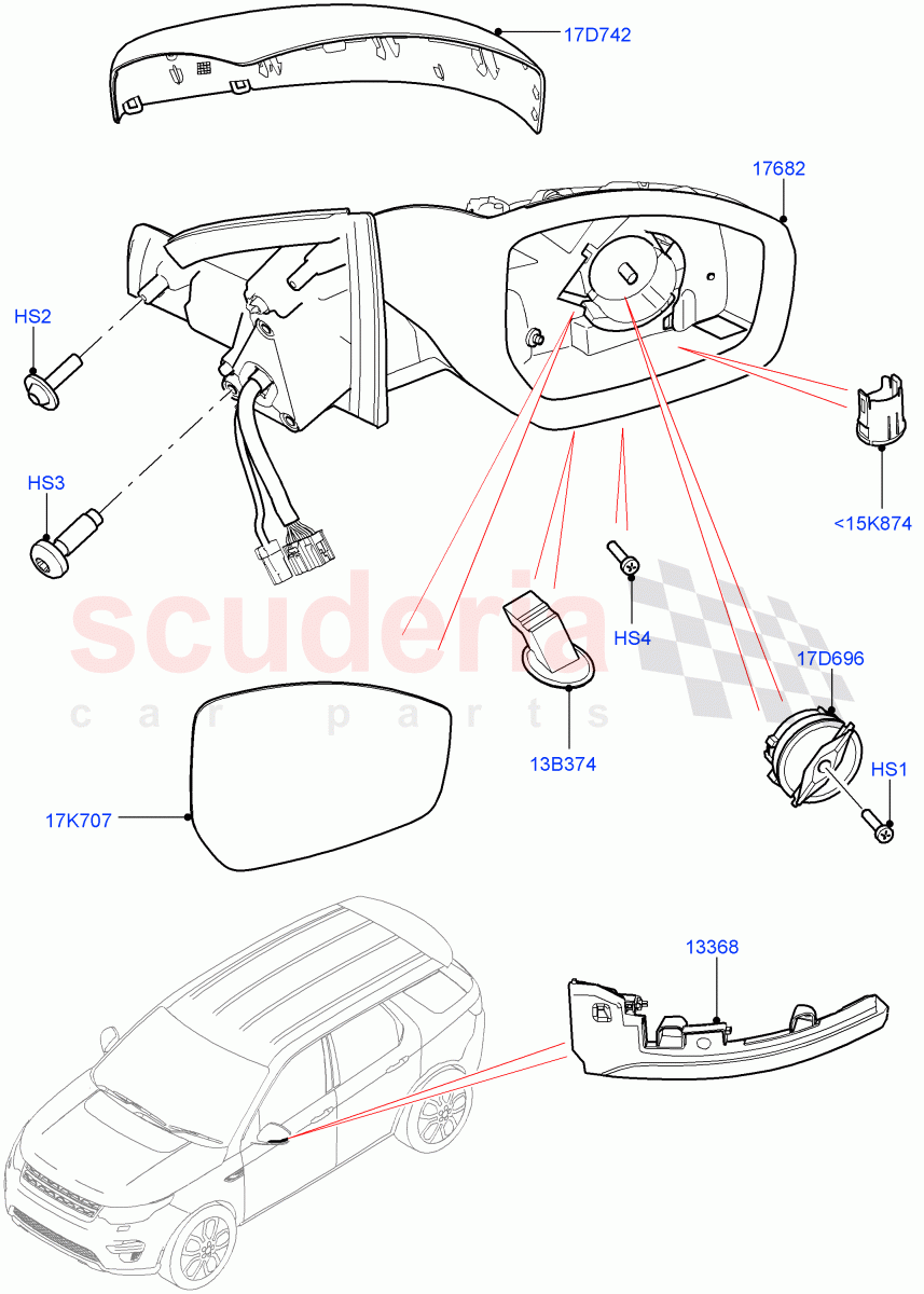 Exterior Rear View Mirror (Changsu (China)) ((V) FROMFG000001) of Land Rover Land Rover Discovery Sport (2015+) [1.5 I3 Turbo Petrol AJ20P3]