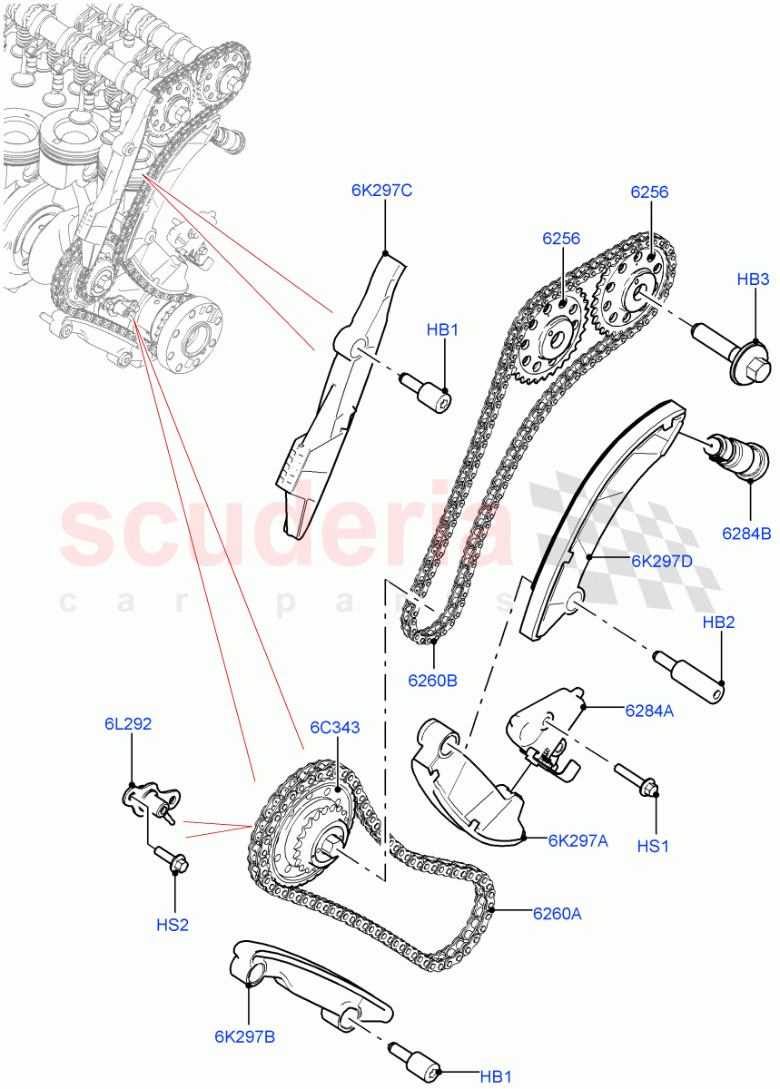 Timing Gear (3.0L AJ20D6 Diesel High) ((V) FROMLA000001) of Land Rover Land Rover Range Rover Velar (2017+) [3.0 I6 Turbo Diesel AJ20D6]
