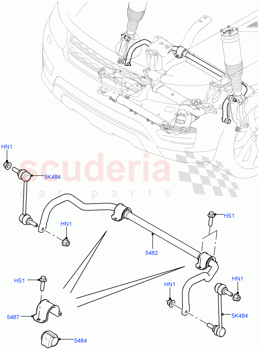 Front Cross Member & Stabilizer Bar (Conventional Stabilizer Bar) (Less ACE Suspension) ((V) TOJA999999) of Land Rover Land Rover Range Rover Sport (2014+) [3.0 I6 Turbo Petrol AJ20P6]