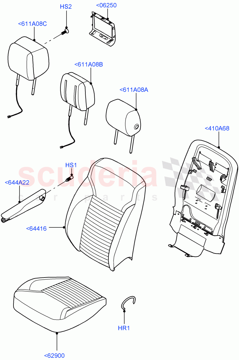 Front Seat Covers (Solihull Plant Build) (Windsor Leather Perforated, Version - Core, With 7 Seat Configuration, With 5 Seat Configuration) ((V) FROMHA000001) of Land Rover Land Rover Discovery 5 (2017+) [3.0 Diesel 24V DOHC TC]