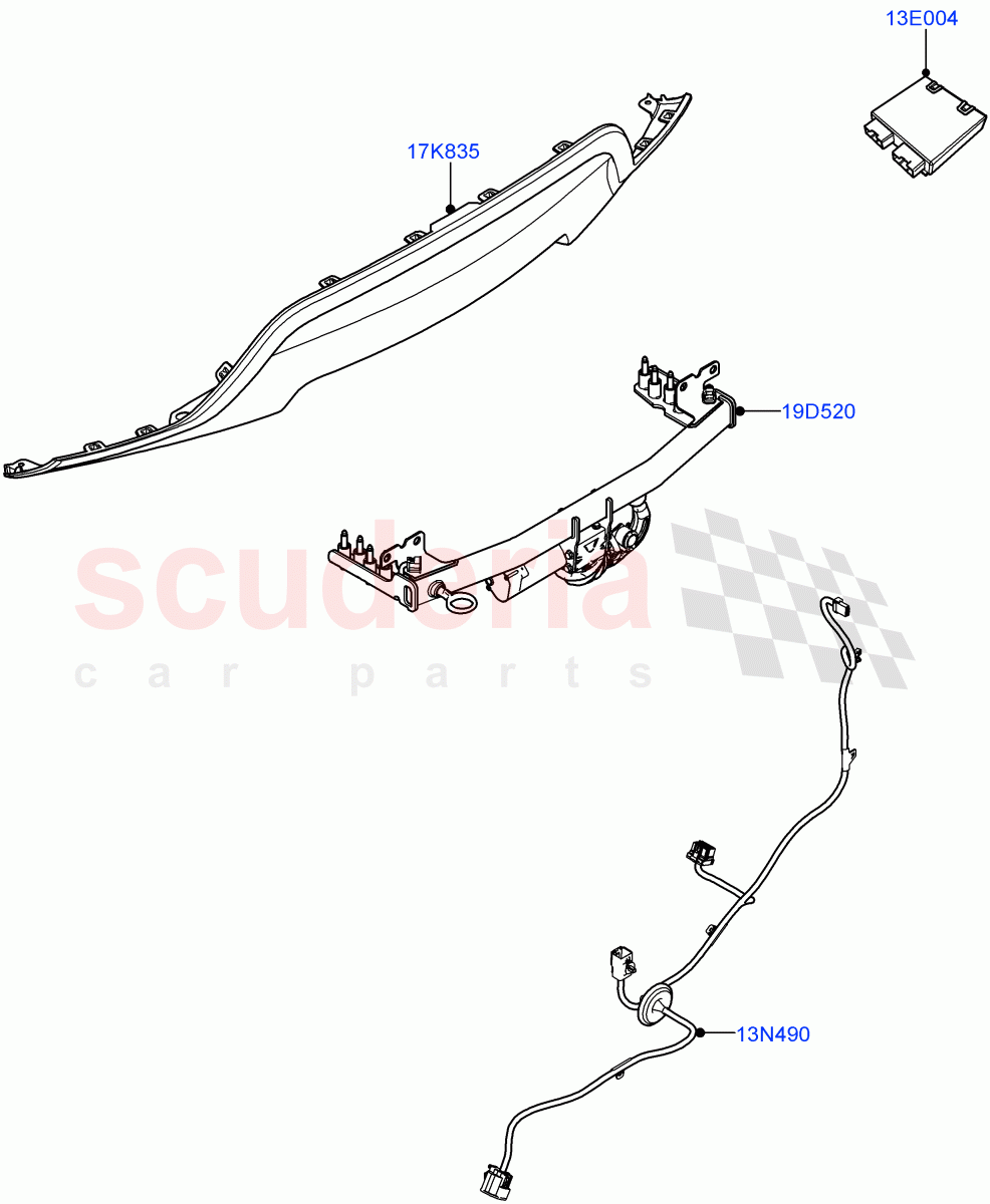 Towing Equipment (Electric Deployable Tow Bar) ((-) "CDN/USA", Halewood (UK)) of Land Rover Land Rover Range Rover Evoque (2019+) [1.5 I3 Turbo Petrol AJ20P3]