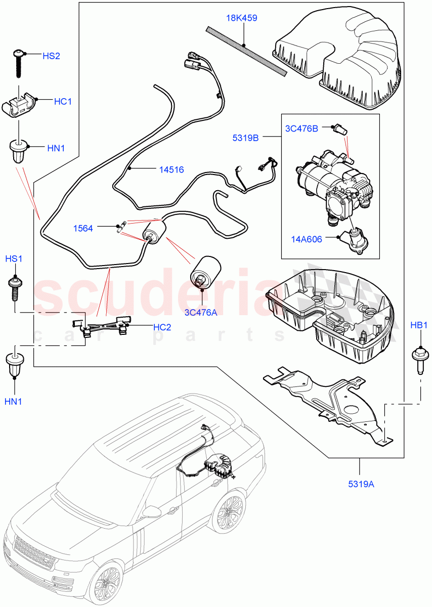 Air Suspension Compressor And Lines (Compressor Assy) ((V) TOHA999999) of Land Rover Land Rover Range Rover (2012-2021) [3.0 Diesel 24V DOHC TC]