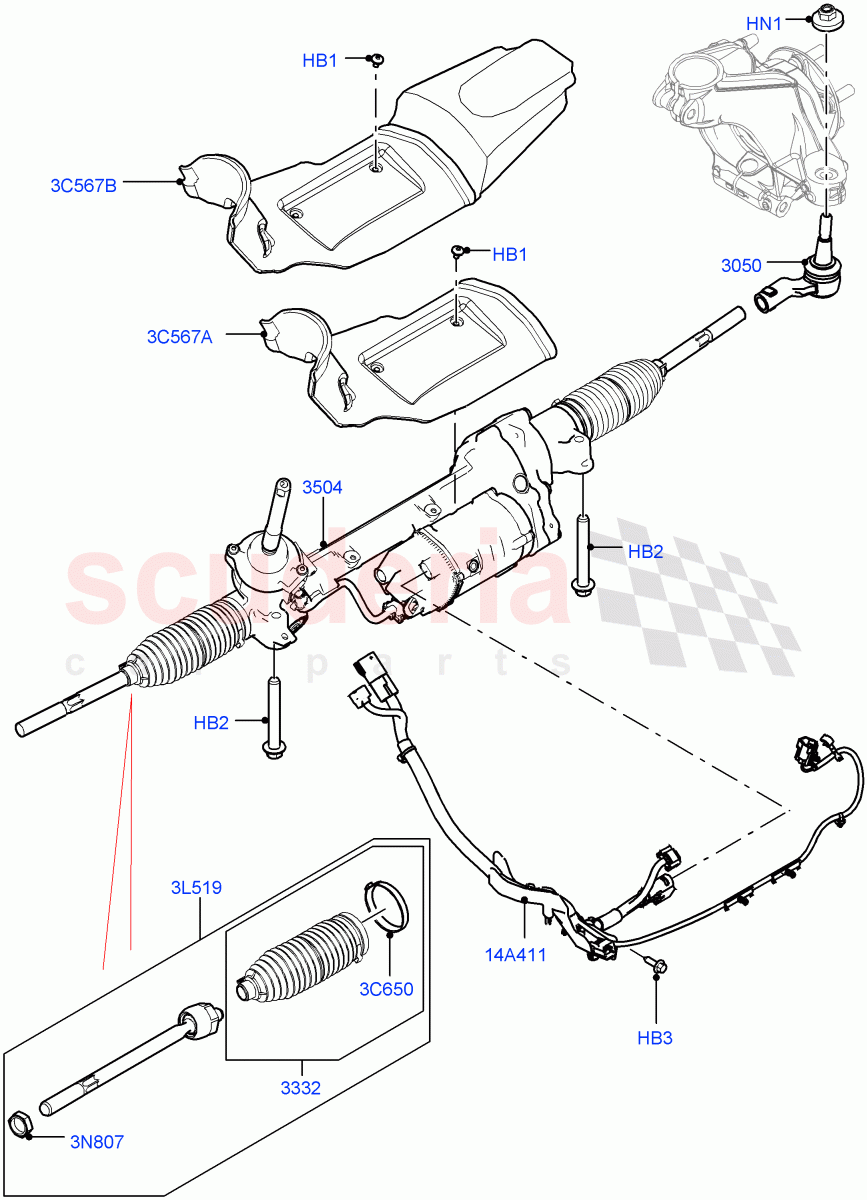 Steering Gear (LHD, Halewood (UK)) ((V) TOKH999999) of Land Rover Land Rover Discovery Sport (2015+) [2.0 Turbo Petrol GTDI]