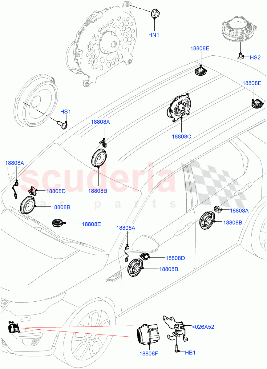 Speakers (Changsu (China), Premium Audio 1280 W) ((V) FROMFG000001) of Land Rover Land Rover Discovery Sport (2015+) [2.0 Turbo Diesel]