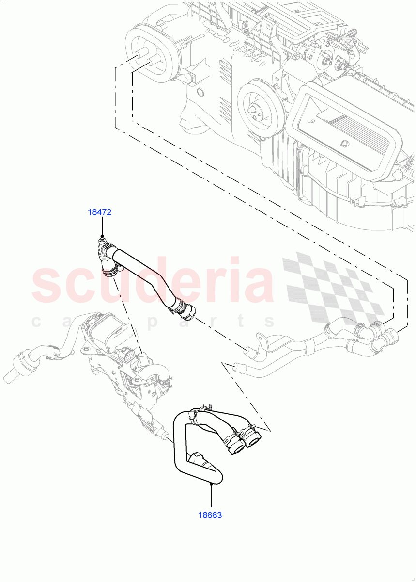 Heater Hoses (Front) (4.4L DOHC DITC V8 Diesel, With Fuel Fired Heater) ((V) FROMJA000001, (V) TOJA999999) of Land Rover Land Rover Range Rover (2012-2021) [4.4 DOHC Diesel V8 DITC]