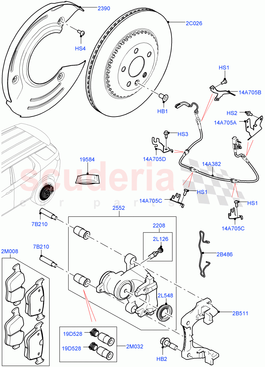 Rear Brake Discs And Calipers (Halewood (UK), Disc Brake Size Frt 17/RR 17, Disc And Caliper Size-Frt 18/RR 17) ((V) FROMLH000001) of Land Rover Land Rover Discovery Sport (2015+) [2.0 Turbo Petrol AJ200P]