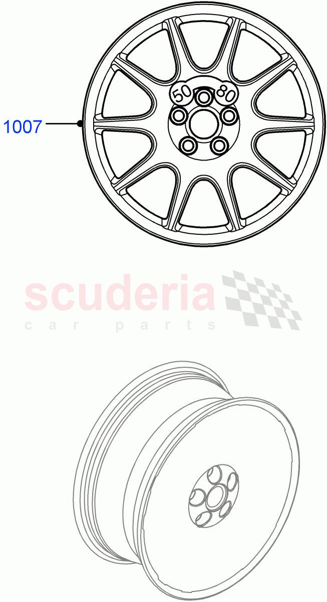 Spare Wheel (Solihull Plant Build) (With Mini Alloy Spare Wheel, With Mini Aluminium Spare Wheel) ((V) FROMHA000001) of Land Rover Land Rover Discovery 5 (2017+) [3.0 I6 Turbo Diesel AJ20D6]