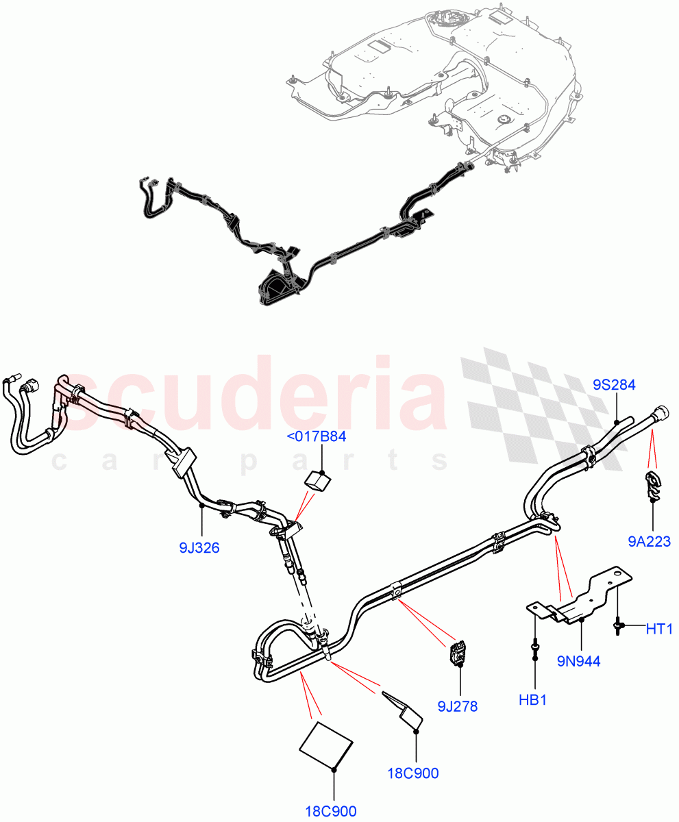 Fuel Lines (Front) (2.0L AJ200P Hi PHEV, 2.0L I4 High DOHC AJ200 Petrol) ((V) FROMJA000001) of Land Rover Land Rover Range Rover (2012-2021) [2.0 Turbo Petrol AJ200P]