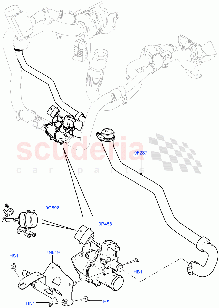 Turbocharger (Compressed Air Recirculation And Shut Off Valve) (4.4L DOHC DITC V8 Diesel) of Land Rover Land Rover Range Rover Sport (2014+) [4.4 DOHC Diesel V8 DITC]