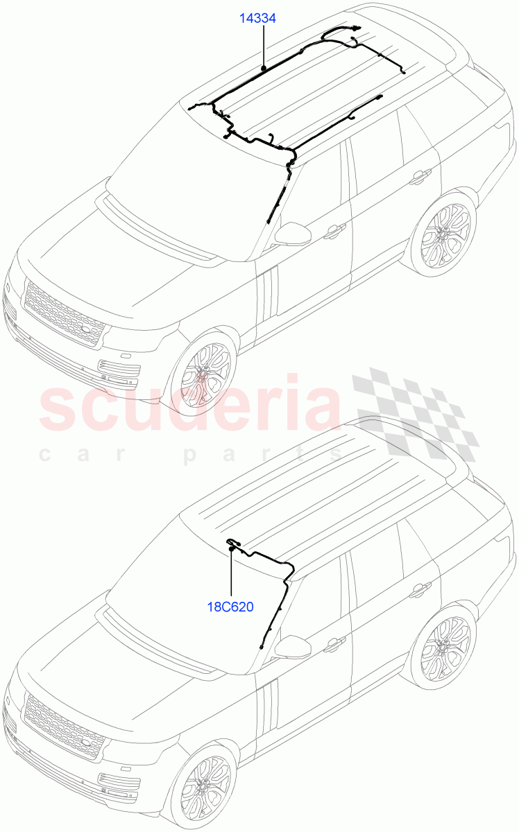Electrical Wiring - Body And Rear (Roof) of Land Rover Land Rover Range Rover (2012-2021) [2.0 Turbo Petrol AJ200P]