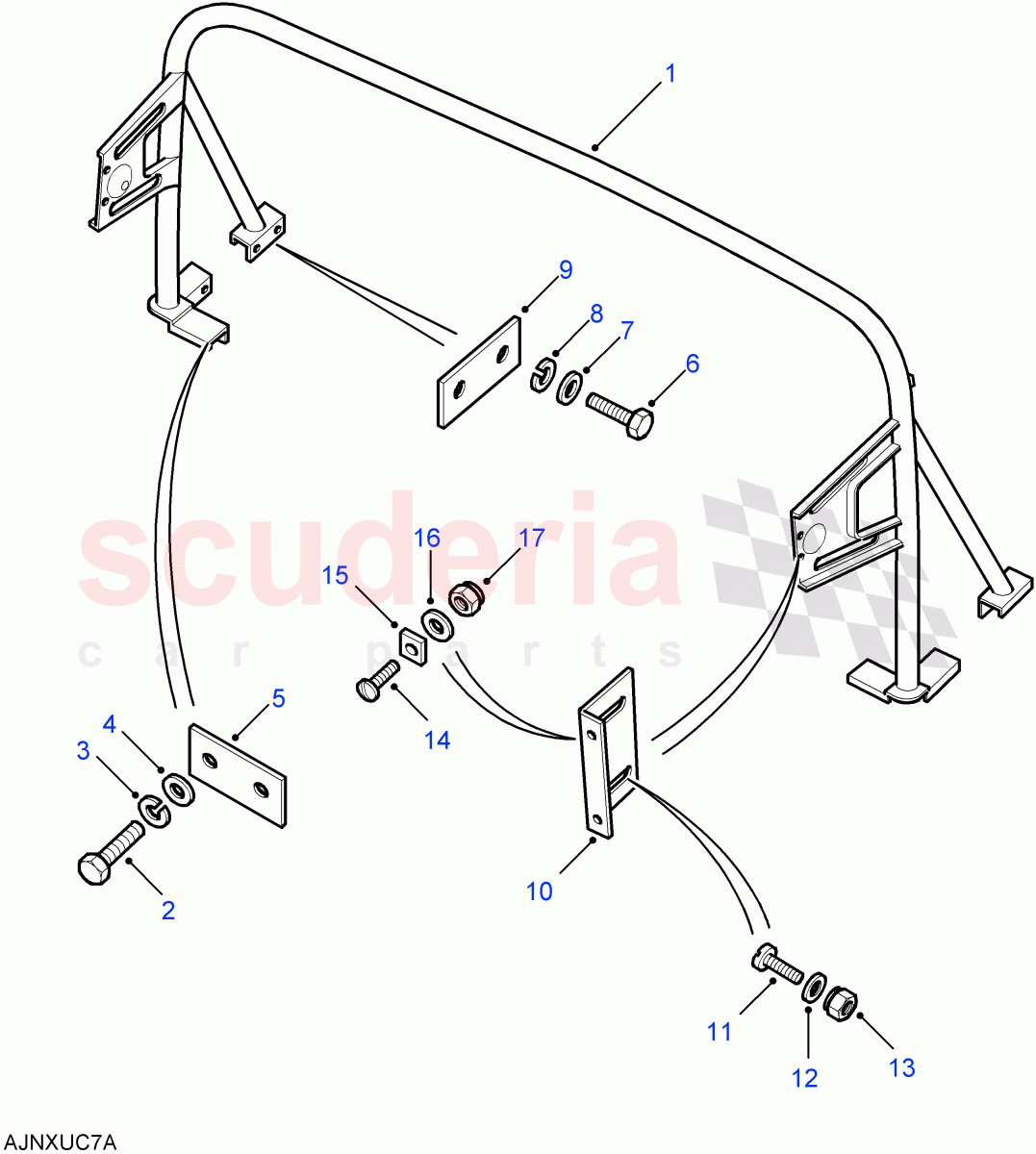 Roll Protection Bar (High Capacity Pick Up, 110" Wheelbase, 130" Wheelbase) ((V) FROM7A000001) of Land Rover Land Rover Defender (2007-2016)