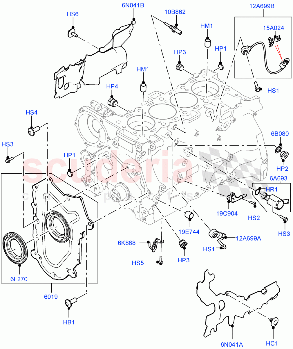 Cylinder Block And Plugs (2.0L AJ200P Hi PHEV) ((V) FROMJA000001) of Land Rover Land Rover Range Rover (2012-2021) [2.0 Turbo Petrol AJ200P]