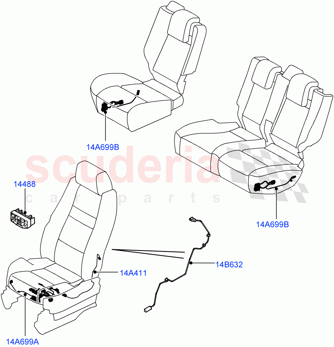 Electrical Wiring - Body And Rear (Seats) ((V) TO9A999999) of Land Rover Land Rover Range Rover Sport (2005-2009) [4.2 Petrol V8 Supercharged]