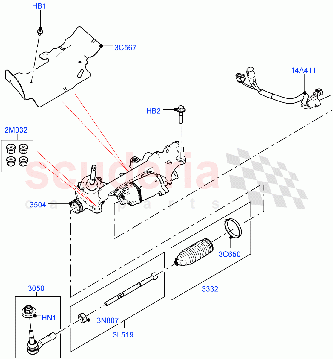 Steering Gear (Changsu (China)) of Land Rover Land Rover Range Rover Evoque (2019+) [2.0 Turbo Diesel AJ21D4]