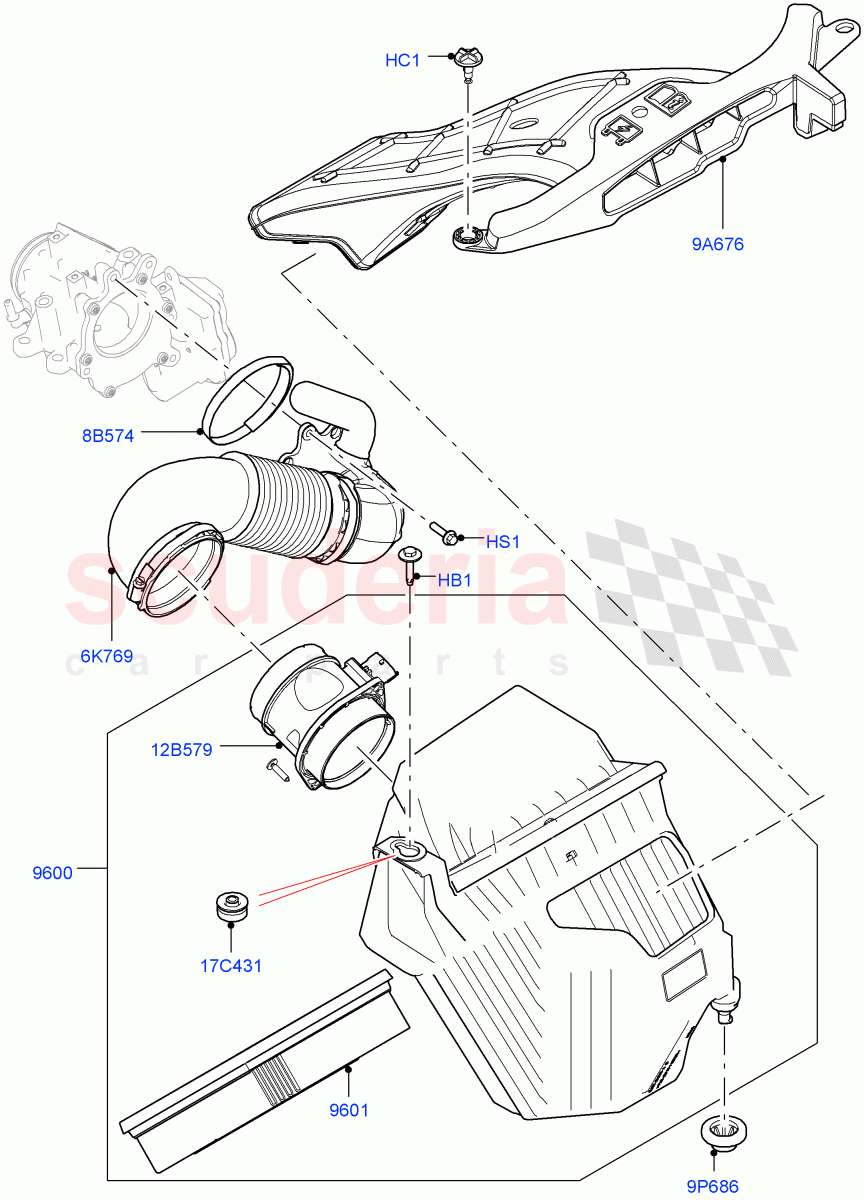 Air Cleaner (2.0L I4 DSL MID DOHC AJ200, 2.0L I4 DSL HIGH DOHC AJ200) ((V) FROMGH000001) of Land Rover Land Rover Range Rover Evoque (2012-2018) [2.0 Turbo Diesel]