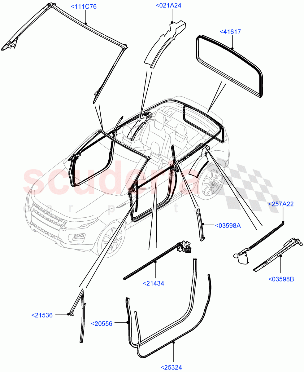 Front Doors, Hinges & Weatherstrips (2 Door Convertible, Halewood (UK)) of Land Rover Land Rover Range Rover Evoque (2012-2018) [2.0 Turbo Diesel]