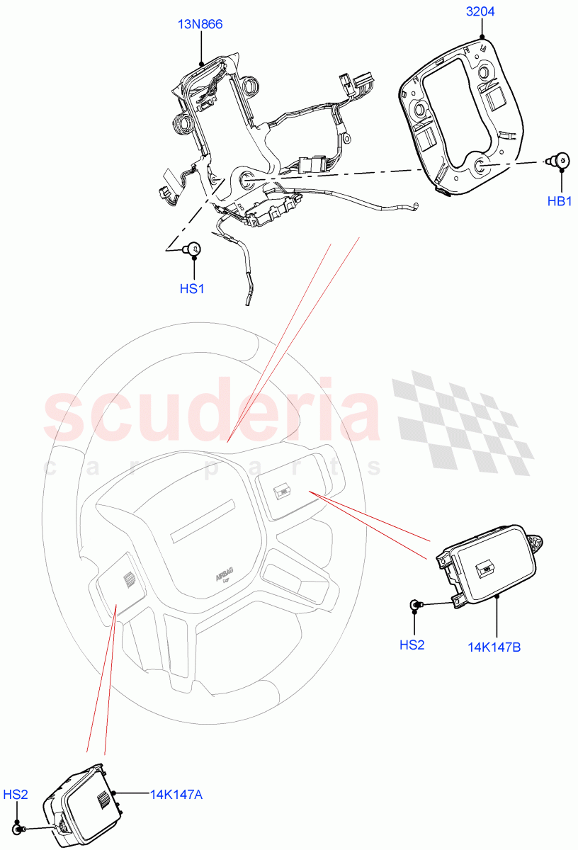 Switches (Steering Wheel, Nitra Plant Build) ((V) FROMM2000001) of Land Rover Land Rover Discovery 5 (2017+) [3.0 I6 Turbo Diesel AJ20D6]