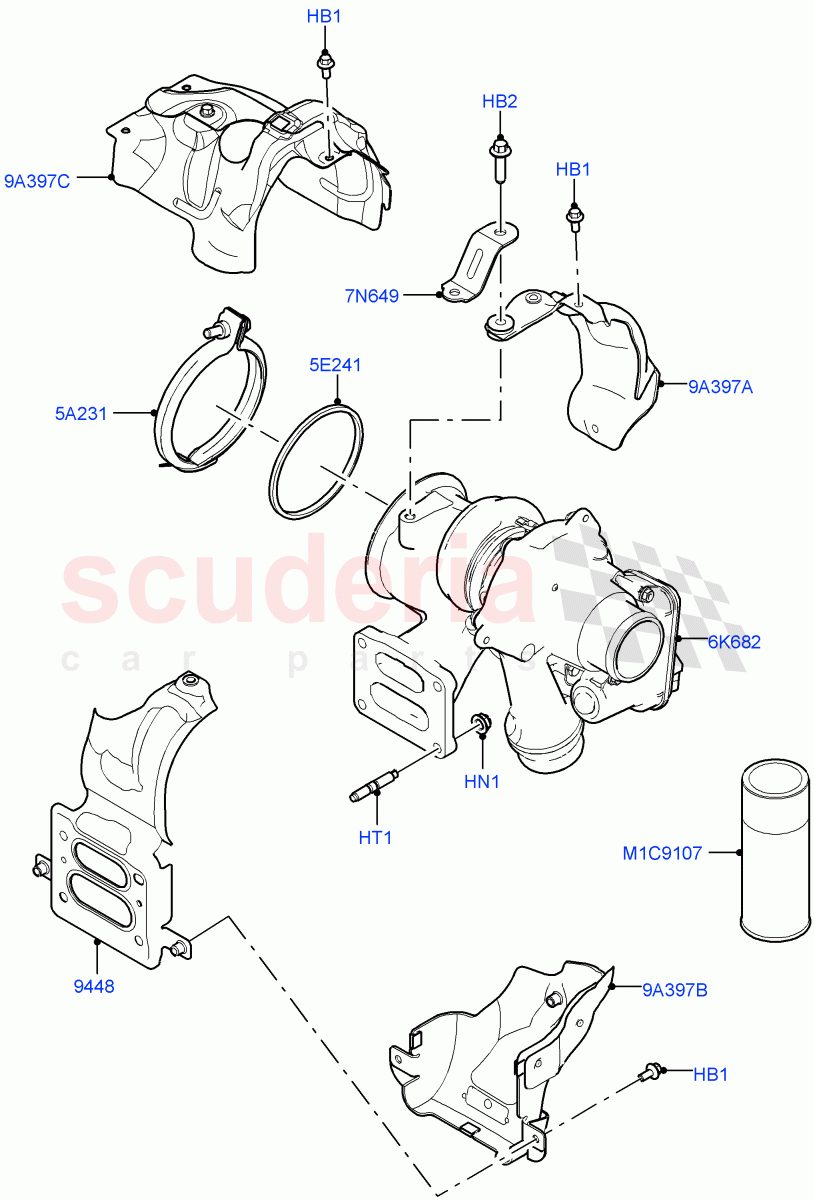 Turbocharger (2.0L I4 High DOHC AJ200 Petrol, 2.0L I4 Mid DOHC AJ200 Petrol, 2.0L I4 Mid AJ200 Petrol E100) ((V) FROMJH000001) of Land Rover Land Rover Discovery Sport (2015+) [2.0 Turbo Petrol AJ200P]