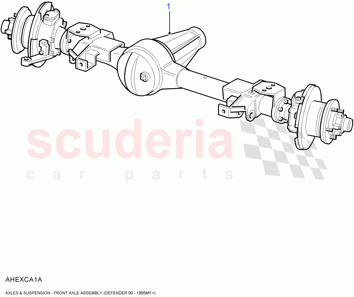 Front Axle Assembly (90" Wheelbase) ((V) FROM7A000001) of Land Rover Land Rover Defender (2007-2016)