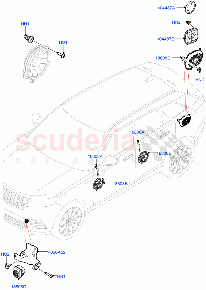 Speakers (Standard Audio (Base)) of Land Rover Land Rover Range Rover Velar (2017+) [3.0 Diesel 24V DOHC TC]
