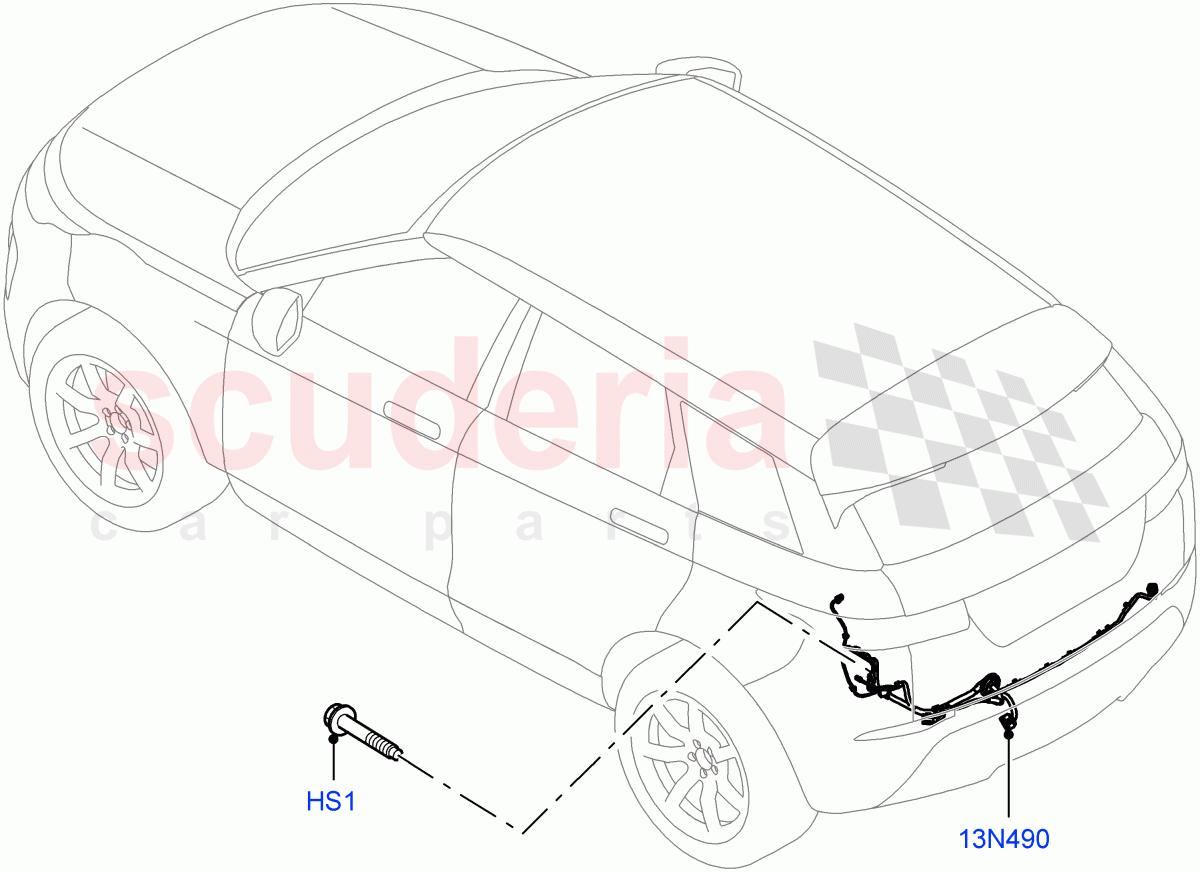 Electrical Wiring - Body And Rear (Towing) (Halewood (UK), Tow Hitch Elec Deployable Swan Neck, Tow Hitch Man Detachable Swan Neck, Tow Hitch Receiver NAS, Tow Hitch Receiver 12 Pin Elec) of Land Rover Land Rover Range Rover Evoque (2019+) [1.5 I3 Turbo Petrol AJ20P3]