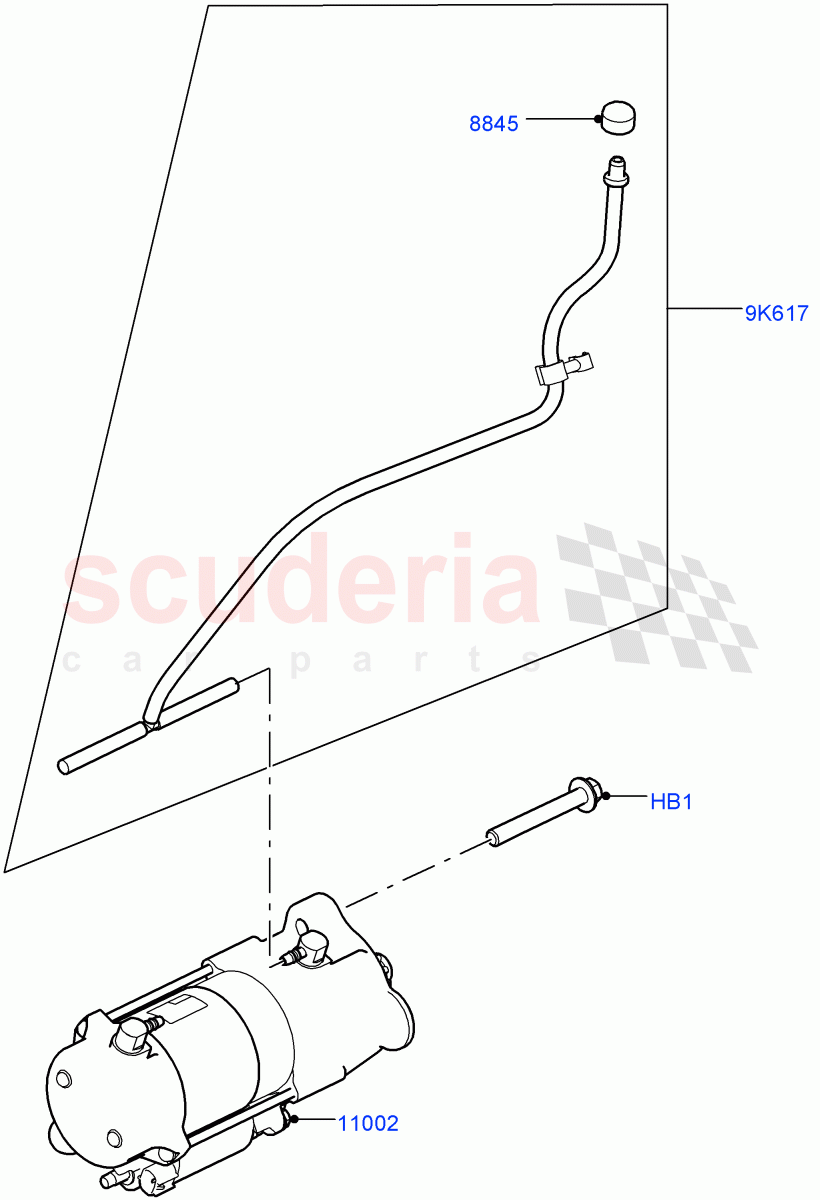 Starter Motor (Nitra Plant Build) (2.0L I4 High DOHC AJ200 Petrol) ((V) FROMK2000001, (V) TOK2999999) of Land Rover Land Rover Discovery 5 (2017+) [2.0 Turbo Petrol AJ200P]