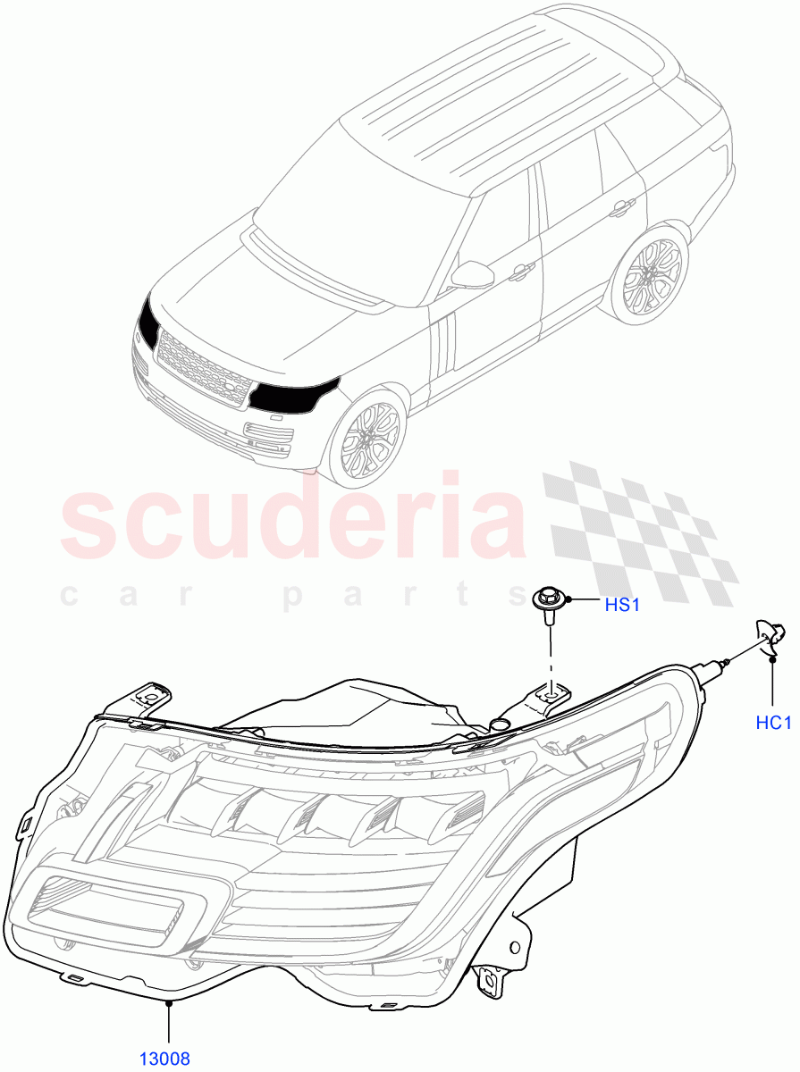 Headlamps And Front Flasher Lamps ((V) FROMJA000001) of Land Rover Land Rover Range Rover (2012-2021) [3.0 Diesel 24V DOHC TC]