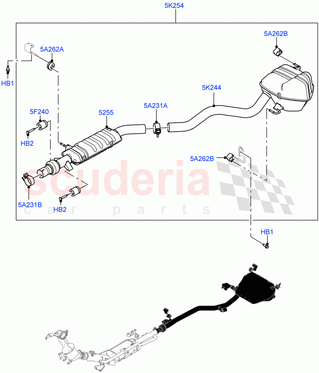 Rear Exhaust System (2.0L AJ20D4 Diesel Mid PTA, Halewood (UK), 2.0L AJ20D4 Diesel High PTA, 2.0L AJ20D4 Diesel LF PTA) ((V) FROMLH000001) of Land Rover Land Rover Discovery Sport (2015+) [2.0 Turbo Diesel]