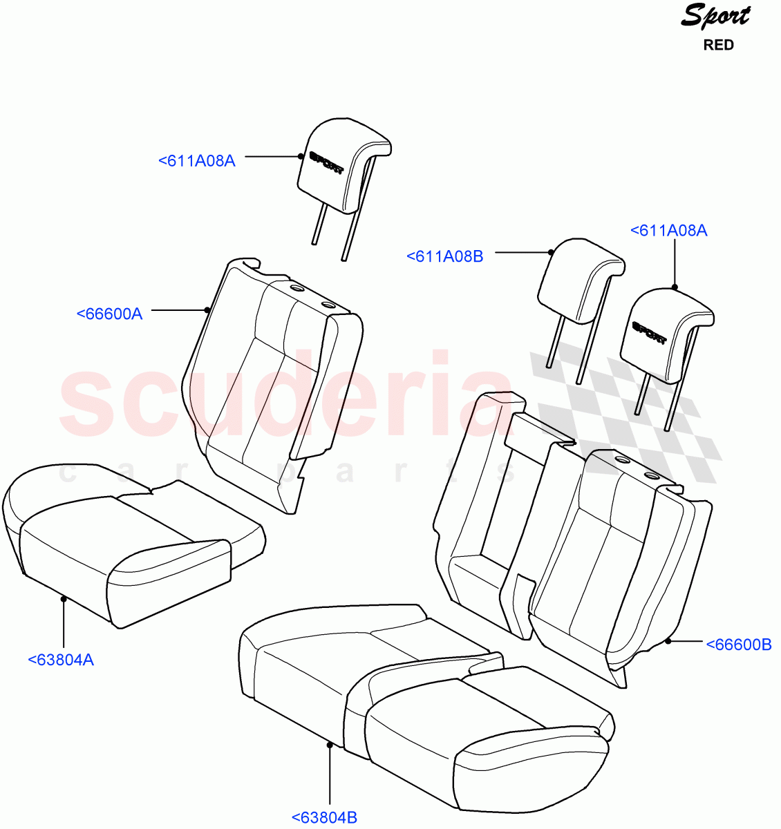 Rear Seat Covers (Red Sport LE) ((V) FROMDA000001) of Land Rover Land Rover Range Rover Sport (2010-2013) [3.0 Diesel 24V DOHC TC]