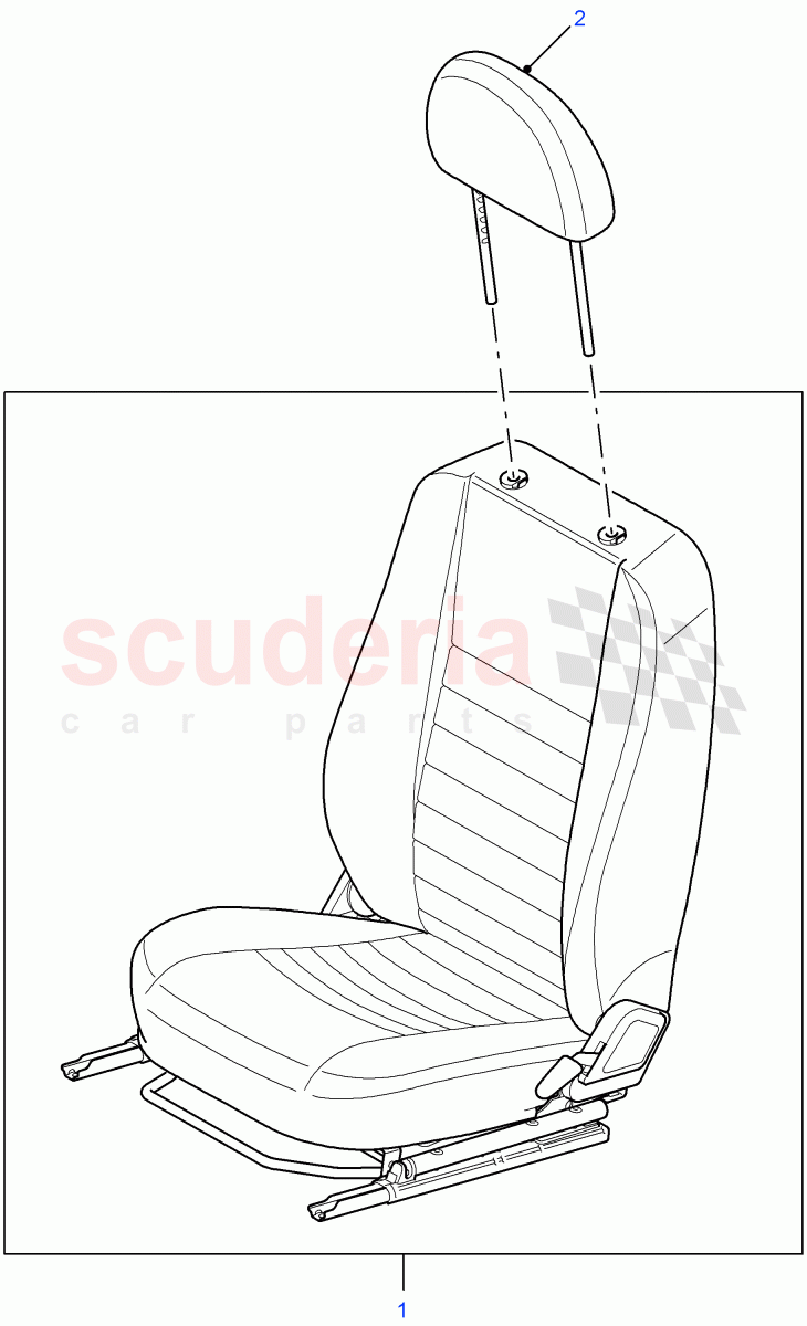 Front Seat - With Headrestraint (Defender Cloth Black, With Passengers Seat Map Pocket, County (Grey) Vinyl) ((V) FROM7A000001) of Land Rover Land Rover Defender (2007-2016)