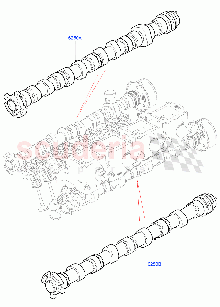 Camshaft (Solihull Plant Build) (2.0L I4 High DOHC AJ200 Petrol, 2.0L AJ200P Hi PHEV, 2.0L I4 Mid DOHC AJ200 Petrol) ((V) FROMHA000001) of Land Rover Land Rover Range Rover (2012-2021) [2.0 Turbo Petrol AJ200P]