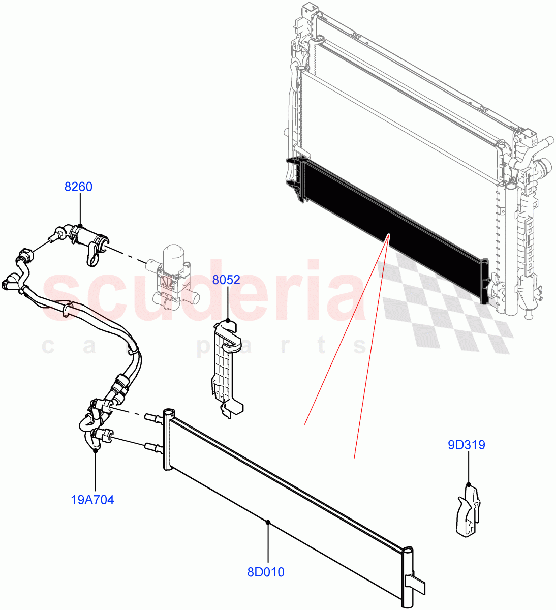 Cooling System - Traction battery (1.5L AJ20P3 Petrol High PHEV, Halewood (UK)) ((V) FROMLH000001) of Land Rover Land Rover Range Rover Evoque (2019+) [1.5 I3 Turbo Petrol AJ20P3]