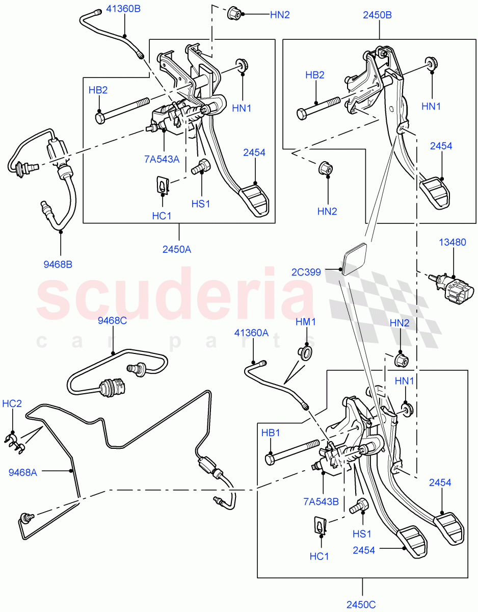 Brake And Clutch Controls (6 Speed Man ZF S6-53) ((V) FROMAA000001) of Land Rover Land Rover Discovery 4 (2010-2016) [2.7 Diesel V6]