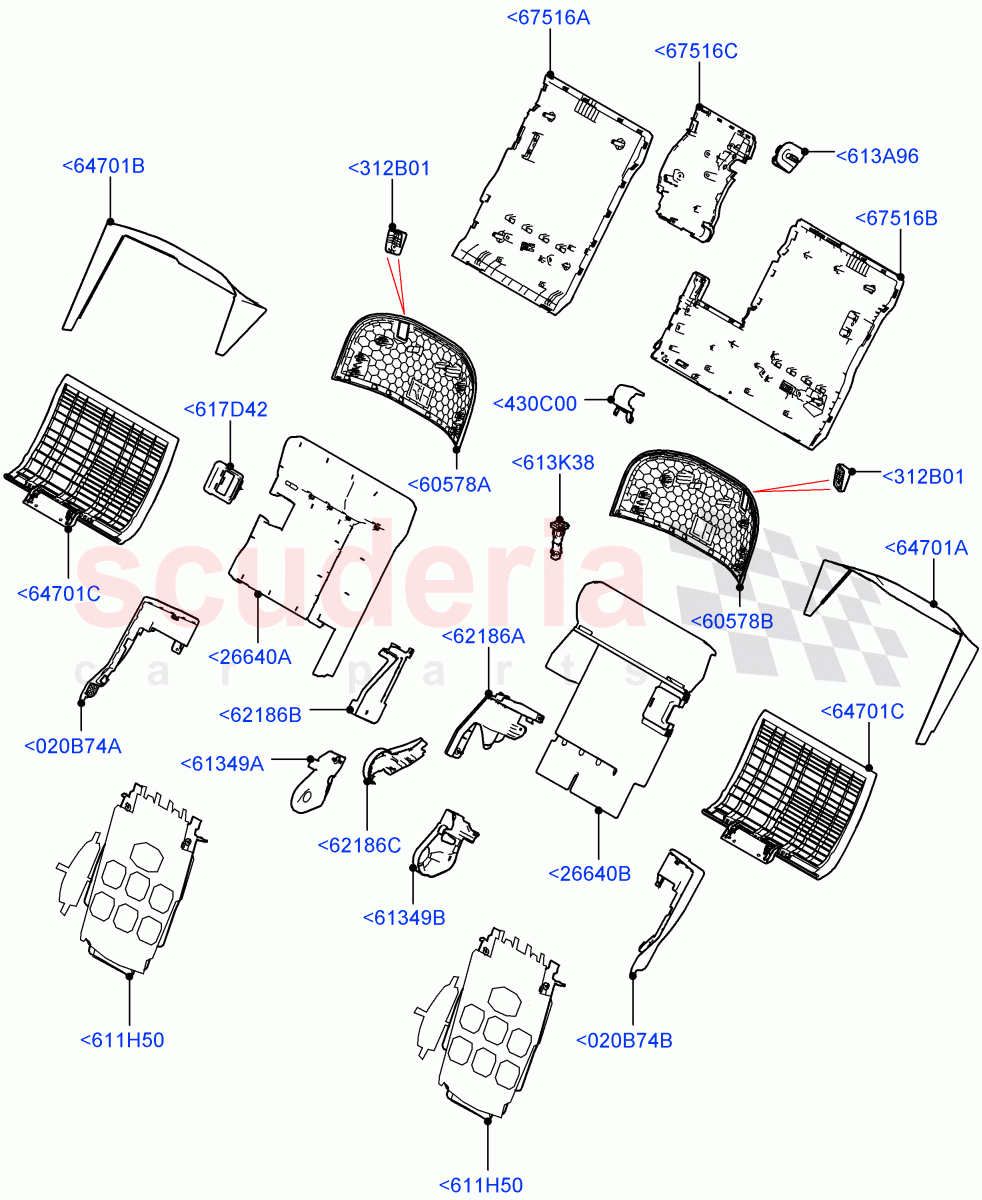 Rear Seat Back (2S AL Leather Diamond, 40/20/40 Super Slouch Rear Seat) ((V) FROMJA000001) of Land Rover Land Rover Range Rover (2012-2021) [5.0 OHC SGDI NA V8 Petrol]