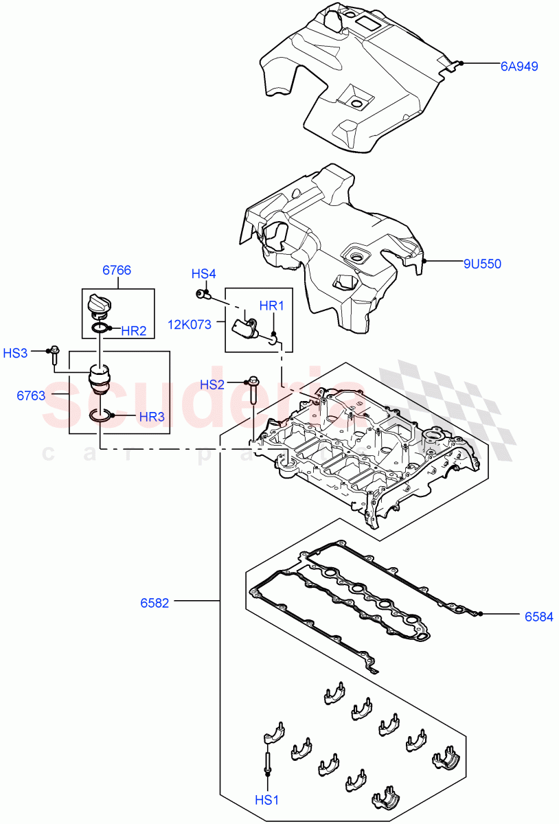 Cylinder Head Cover (2.0L AJ20P4 Petrol Mid PTA, Itatiaia (Brazil), 2.0L AJ20P4 Petrol E100 PTA, 2.0L AJ20P4 Petrol High PTA) of Land Rover Land Rover Range Rover Evoque (2019+) [2.0 Turbo Petrol AJ200P]